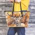 Watercolor deer with large antlers leather totee bag