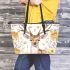 Watercolor deer with yellow roses leather totee bag