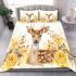 Watercolor deer with yellow roses bedding set