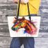 Watercolor horse head leather tote bag