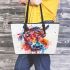 Watercolor horse head leather tote bag