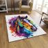 Watercolor illustration colorful horse head area rugs carpet