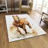 Watercolor illustration of an elegant brown french horse area rugs carpet