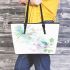 Watercolor pastel colorful light green leather tote bag