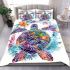 Watercolor sea turtle with a colorful mandala pattern bedding set