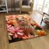 Whimsical cat in the blossom garden area rugs carpet
