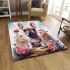 Whimsical frenchie in the mushroom forest area rugs carpet