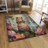 Whimsical frog with large eyes and vibrant colors area rugs carpet
