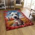 Whimsical pooch coffee-loving canine in the fall area rugs carpet