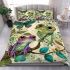 Whimsical scene of three frogs perched on branches bedding set