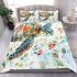 Whimsical watercolor turtle with floral patterns bedding set