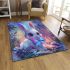 White bunny with blue eyes area rugs carpet