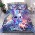 White bunny with blue eyes bedding set