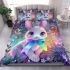 White bunny with blue eyes bedding set