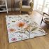 White floral print with bees and flowers area rugs carpet