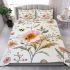 White floral print with bees and flowers bedding set