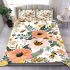 White floral print with bees and flowers bedding set