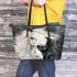 White horse acrylic painting leather tote bag