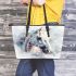 White horse head leather tote bag