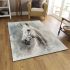 White horse portrait with smoke around area rugs carpet