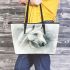 White horse portrait with smoke around leather tote bag