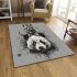 White panda head with kitten on top area rugs carpet