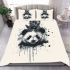 White panda head with kitten on top bedding set