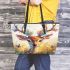 White tailed deer with large antlers and flowers on its head leather totee bag