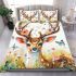 White tailed deer with large antlers and flowers on its head bedding set