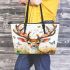 White tailed deer with large antlers and flowers on its head leather totee bag