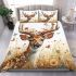 White tailed deer with large antlers and flowers on its head bedding set