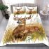 Whitetail deer buck standing in tall grass with daisies bedding set