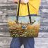 Whitetail deer buck standing in tall grass with daisies leather totee bag