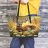 Whitetailed buck standing in meadow with daisies leather totee bag