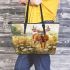 Whitetailed buck standing in meadow with daisies leather totee bag