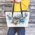 Whitetailed buck watercolor painting leather totee bag