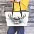 Whitetailed buck watercolor painting leather totee bag