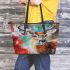 Whitetailed deer painting leather totee bag