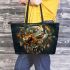 Wilds animals with dream catcher leather tote bag