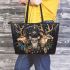 Wilds animals with dream catcher leather tote bag