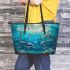 Wilds ocean animals with dream catcher leather tote bag