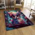 Wine themed owl with glasses area rugs carpet