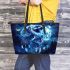 Wolves moon and dream catcher leather tote bag