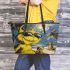 Yellow grinch with black sunglass leather tote bag