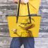 Yellow grinchy broke his front teeth drinking coffee leather tote bag