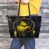 Yellow grinchy smile and dream catcher leather tote bag