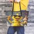 yellow grinchy with black sunglass and dancing cats Leather Tote Bag