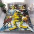 Yellow grinchy with black sunglass and dancing santaclaus bedding set