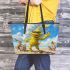 yellow grinchy with black sunglass Leather Tote Bag