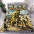 Yellow grinchy with black sunglass ride bike bedding set